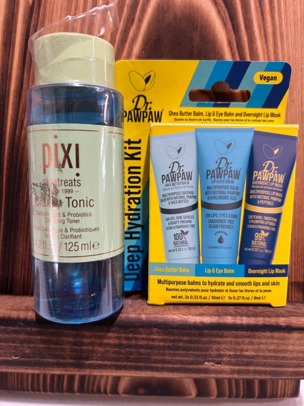 Pixi Blue & Light Green Clarifying Tonic with Dr. PawPaw Yellow Lip Care Kit